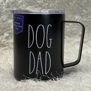 Rae Dunn "DOG DAD."  Insulated Travel Coffee 12 oz Mug & Lid Black Stainless